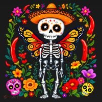 Day Of The Dead Sugar Skull Skeleton Monarch Butterfly Pajama Set thumb 2