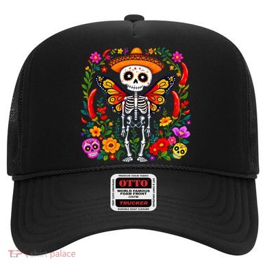 Day Of The Dead Sugar Skull Skeleton Monarch Butterfly Hat