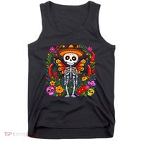 Day Of The Dead Sugar Skull Skeleton Monarch Butterfly Tank Top thumb 0