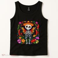 Day Of The Dead Sugar Skull Skeleton Monarch Butterfly Tank Top thumb 2