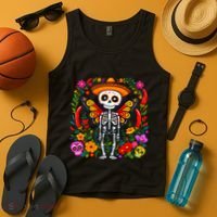 Day Of The Dead Sugar Skull Skeleton Monarch Butterfly Tank Top thumb 4