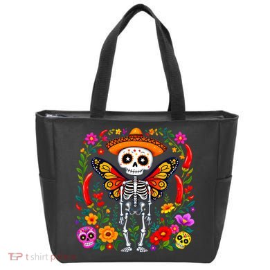 Day Of The Dead Sugar Skull Skeleton Monarch Butterfly Tote Bag