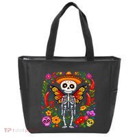 Day Of The Dead Sugar Skull Skeleton Monarch Butterfly Tote Bag thumb 0