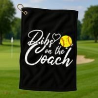 Dibs On The Coach Funny Coach's Wife Softball Gift Golf Towel thumb 1