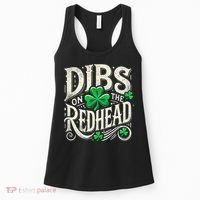 Dibs On The Redhead Funny St Patricks Day Drinking Women's Tank Top thumb 0