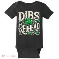 Dibs On The Redhead Funny St Patricks Day Drinking Baby Bodysuit thumb 0