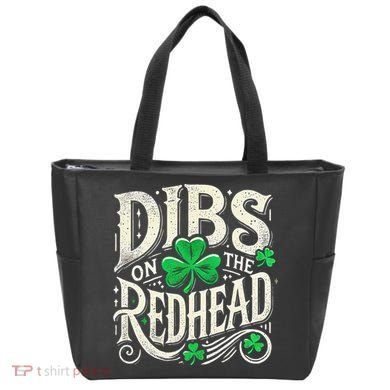Dibs On The Redhead Funny St Patricks Day Drinking Tote Bag