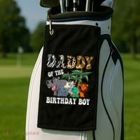 Daddy Of The Birthday Boy Zoo Bday Safari Celebration Golf Towel thumb 2