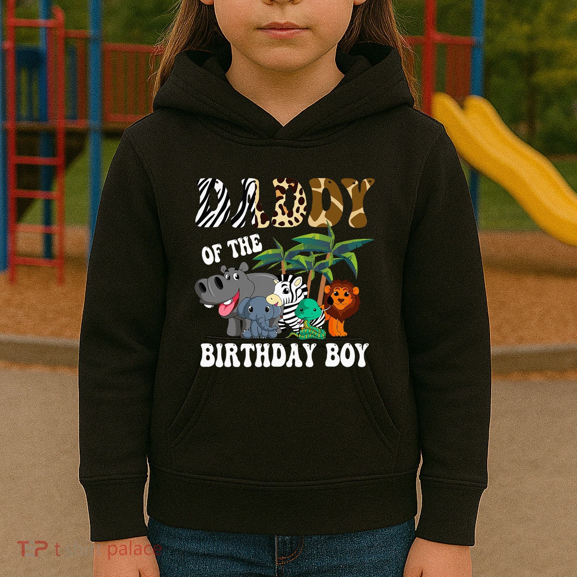 Daddy Of The Birthday Boy Zoo Bday Safari Celebration Kids Hoodie