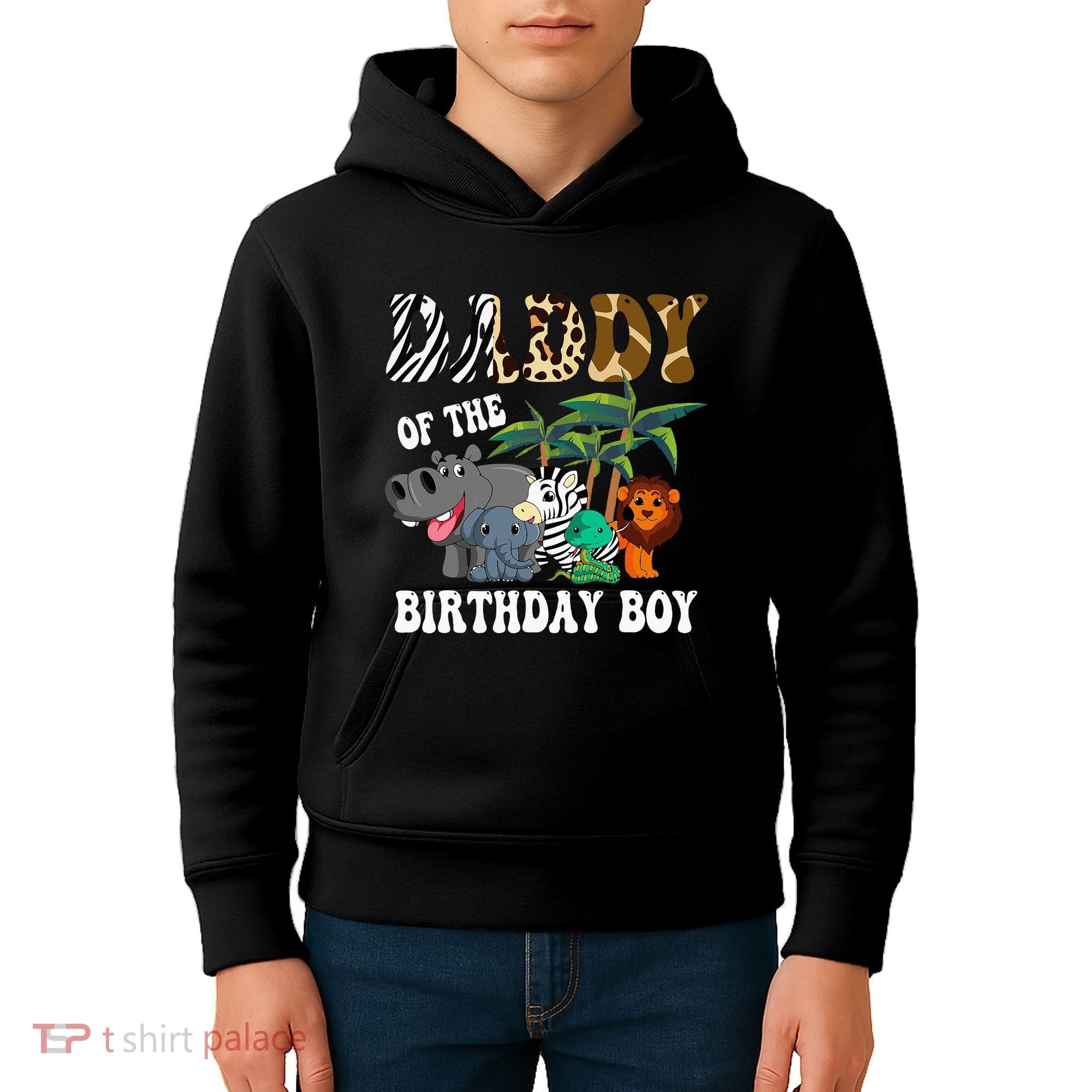 Daddy Of The Birthday Boy Zoo Bday Safari Celebration Kids Hoodie