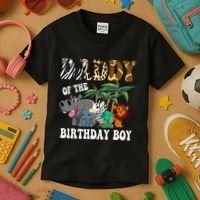 Daddy Of The Birthday Boy Zoo Bday Safari Celebration Kids T-Shirt thumb 3