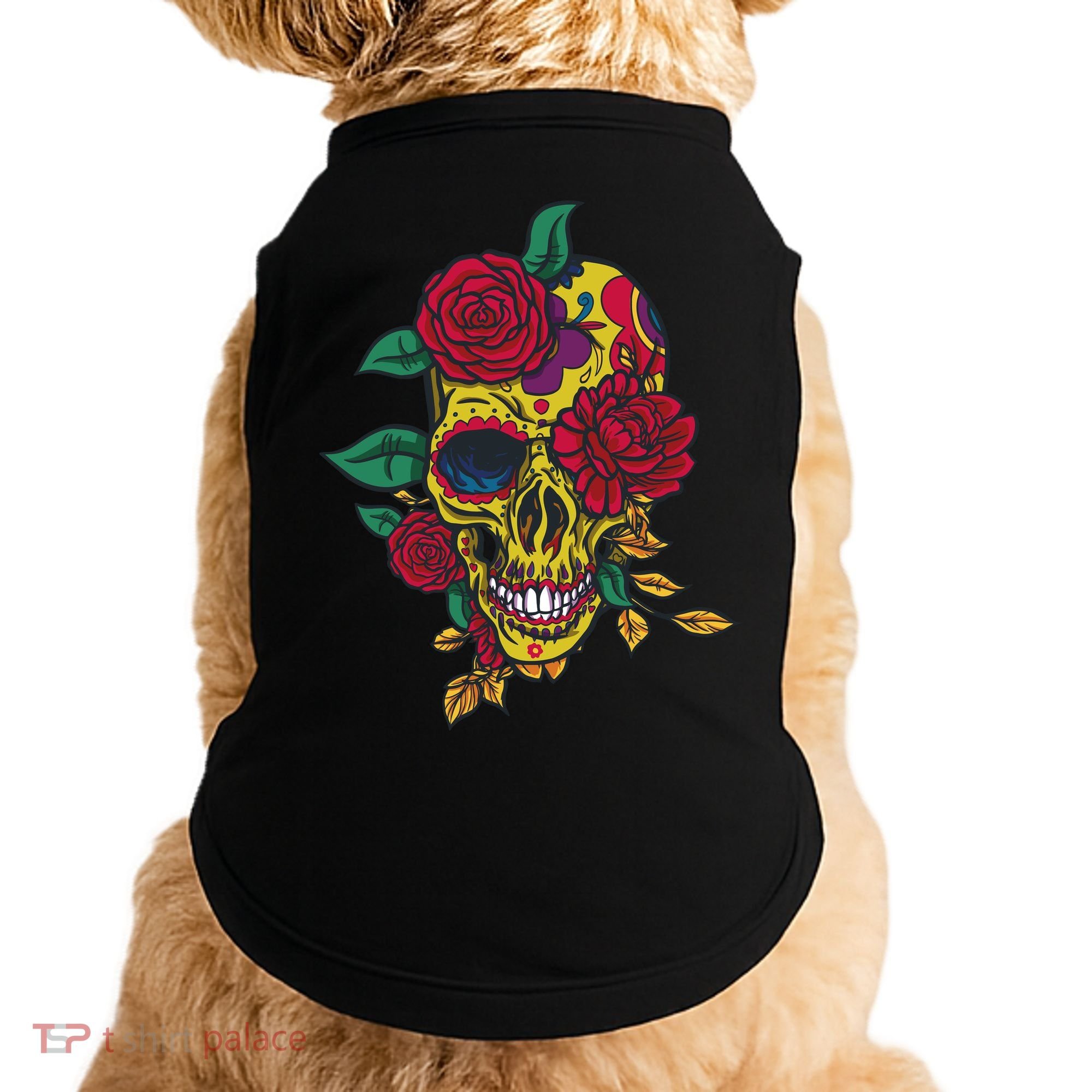 Day Of The Dead Rose Skull Doggie Tank