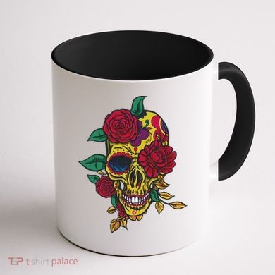 Day Of The Dead Rose Skull Coffee Mug back