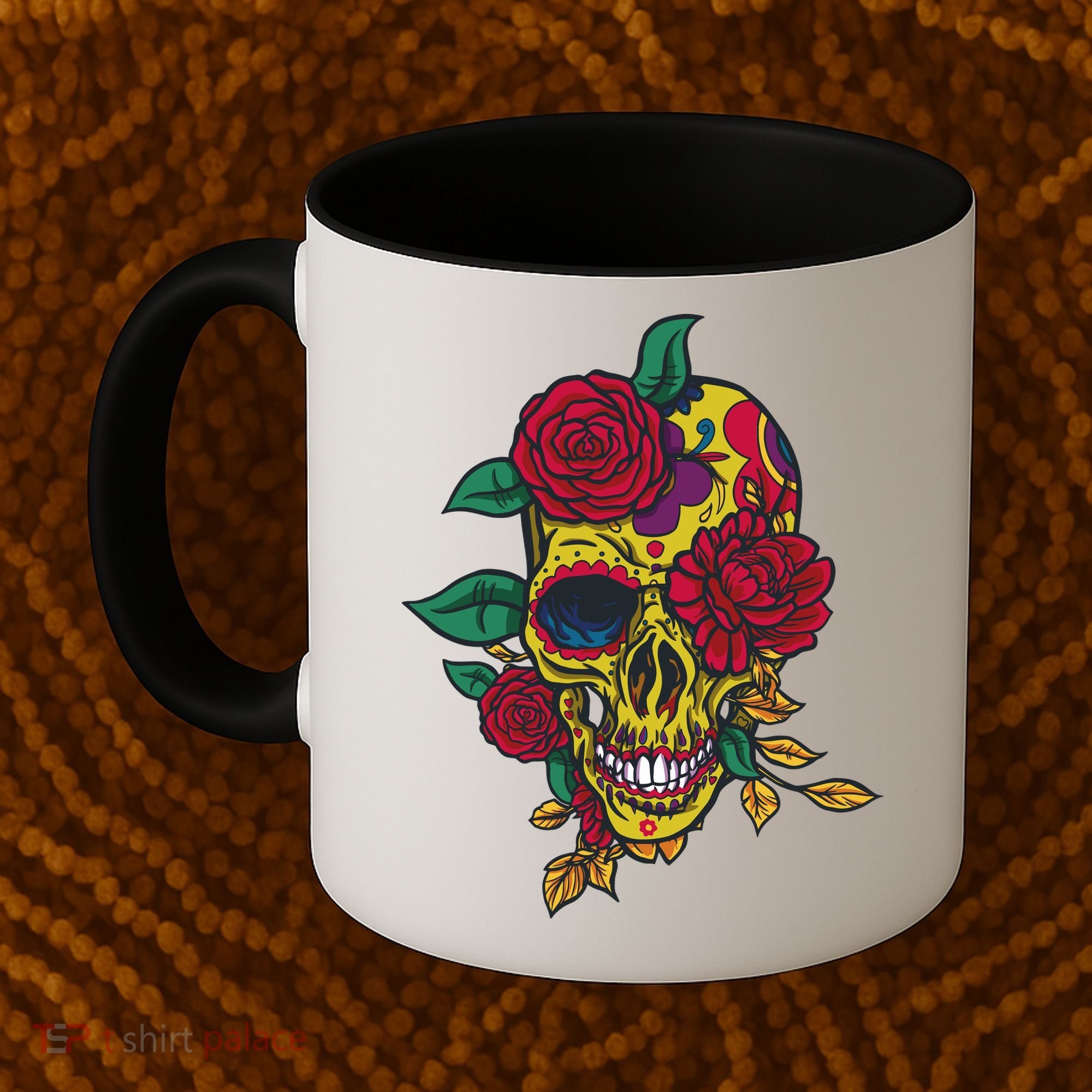 Day Of The Dead Rose Skull Coffee Mug