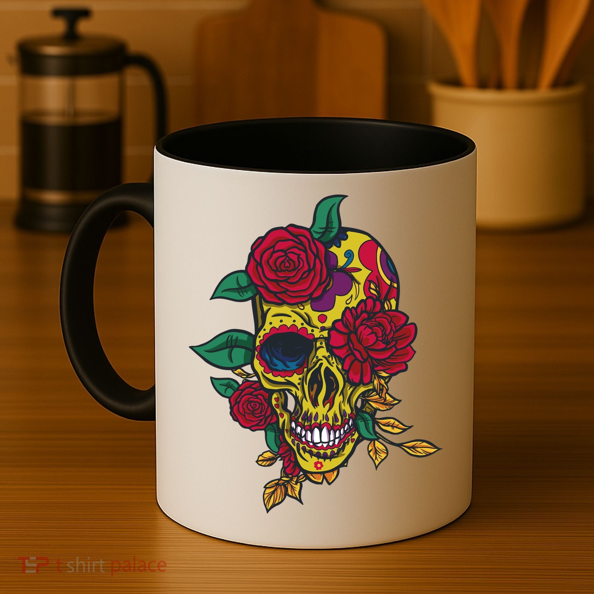 Day Of The Dead Rose Skull Coffee Mug
