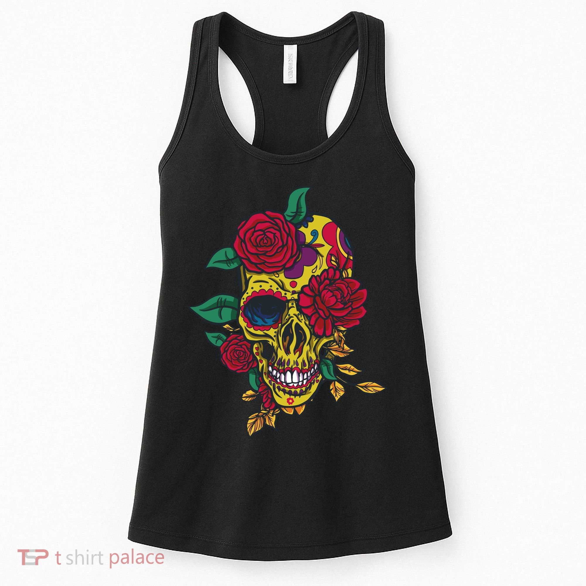 Day Of The Dead Rose Skull Women's Tank Top