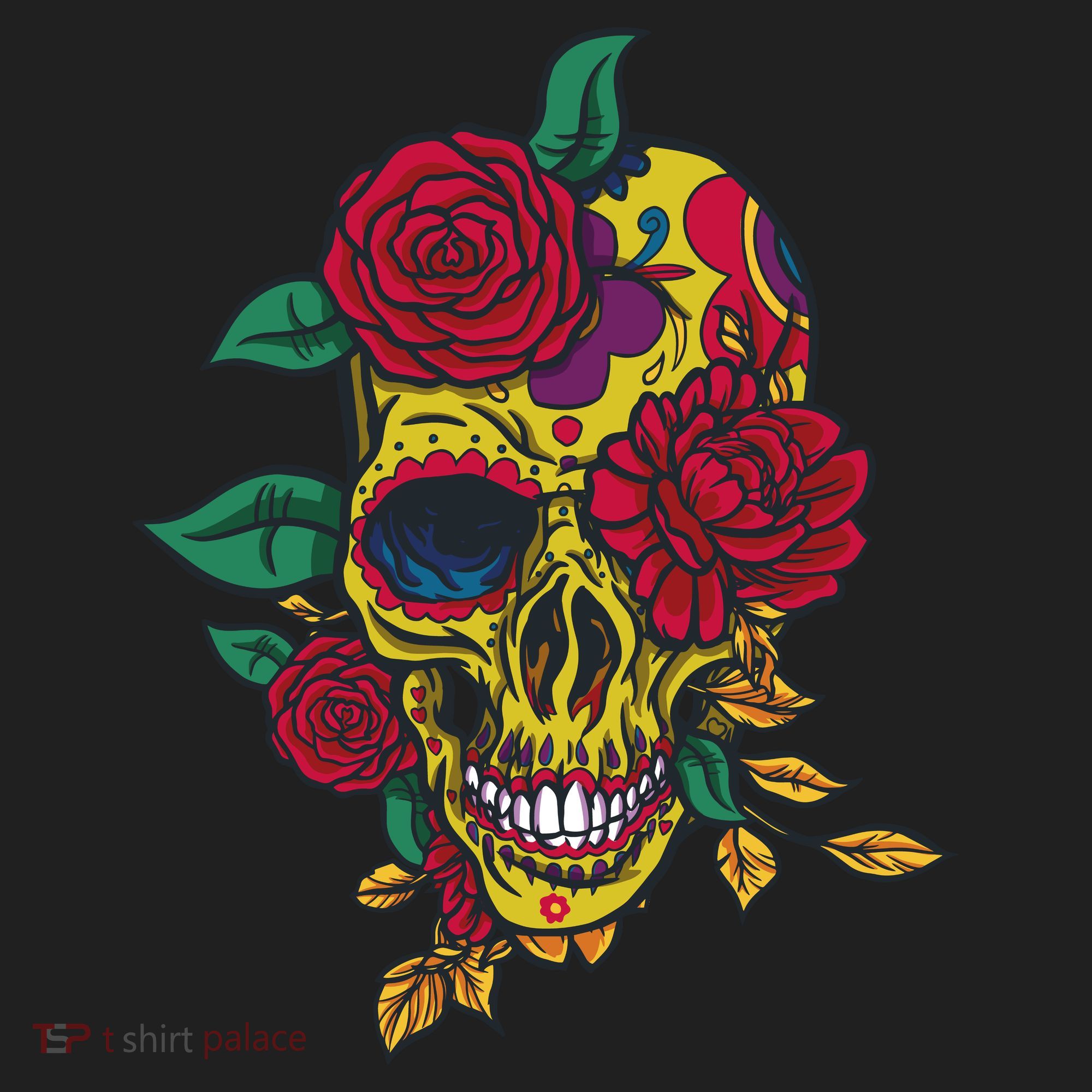 Day Of The Dead Rose Skull Golf Towel