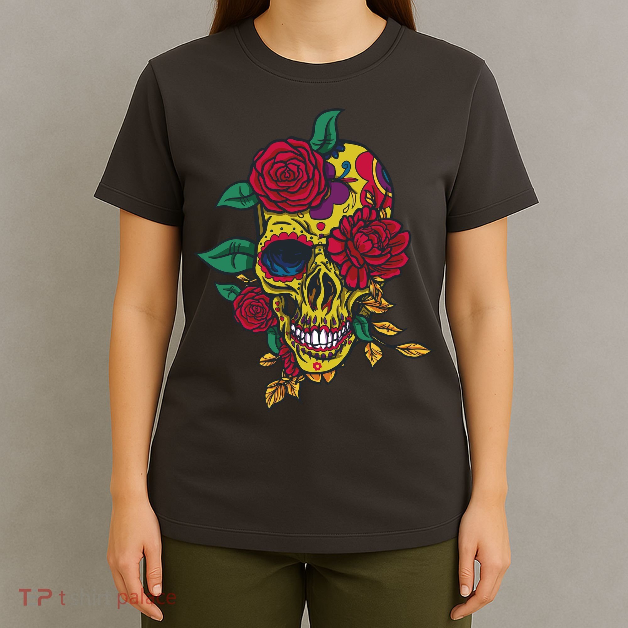 Day Of The Dead Rose Skull T-Shirt