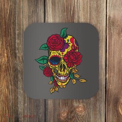 Day Of The Dead Rose Skull Coaster