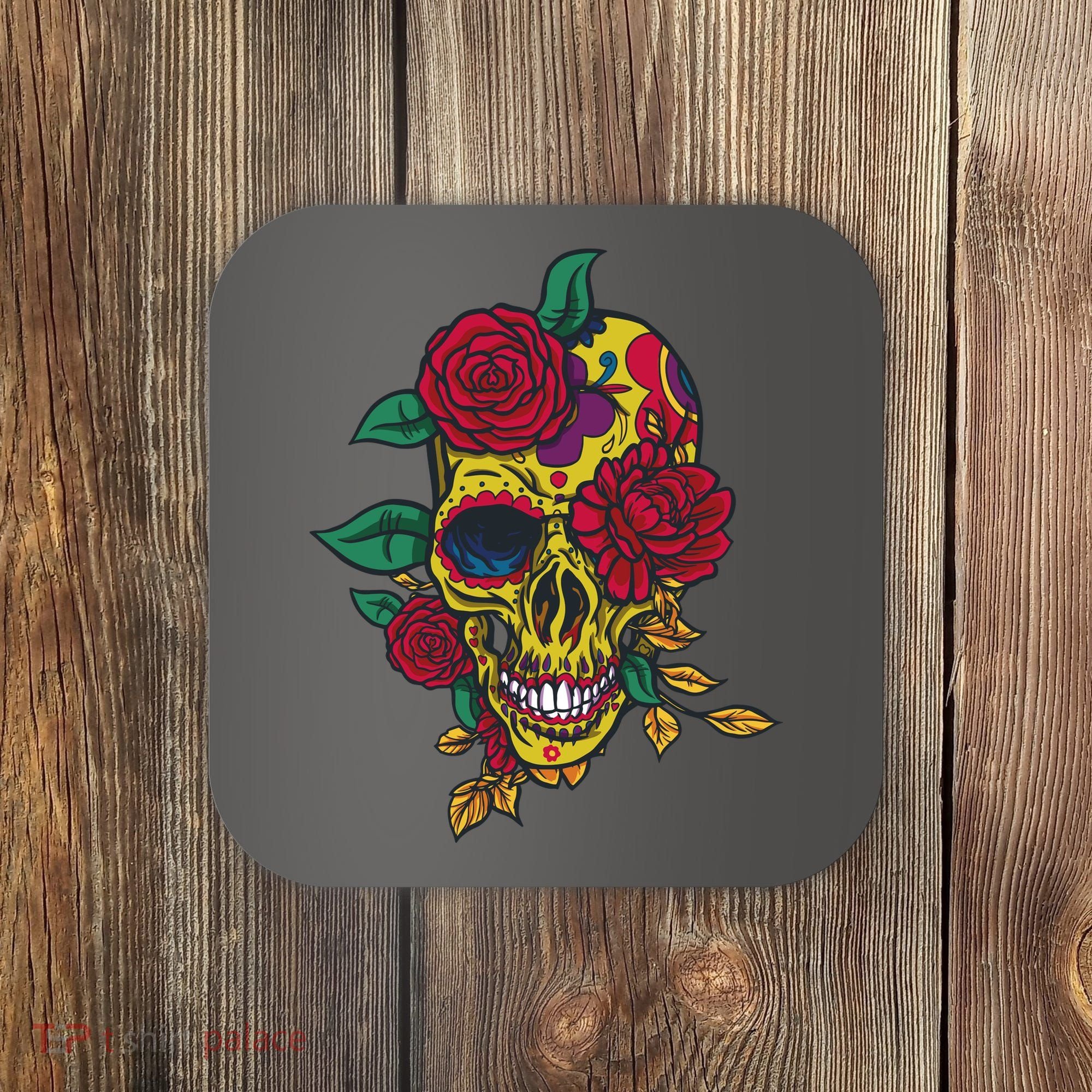 Day Of The Dead Rose Skull Coaster