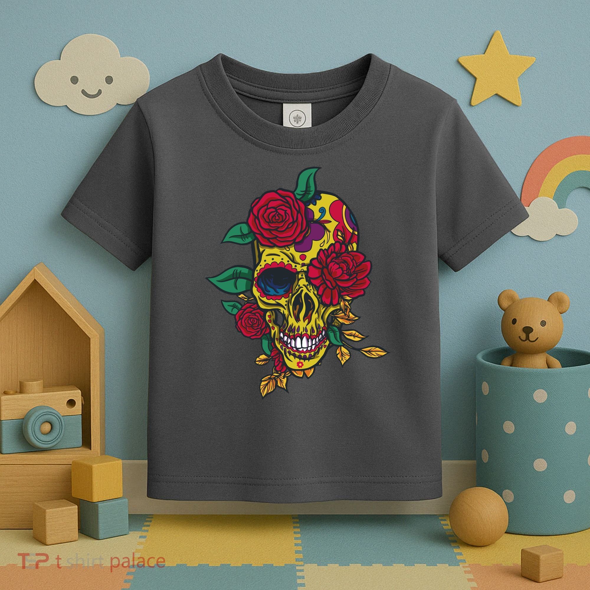 Day Of The Dead Rose Skull Toddler T-Shirt