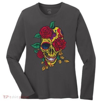 Day Of The Dead Rose Skull Women's Long Sleeve Shirt