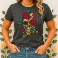 Day Of The Dead Rose Skull Women's T-Shirt thumb 2