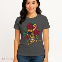 Day Of The Dead Rose Skull Women's T-Shirt thumb 4
