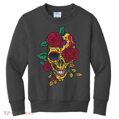 Day Of The Dead Rose Skull Kids Sweatshirt