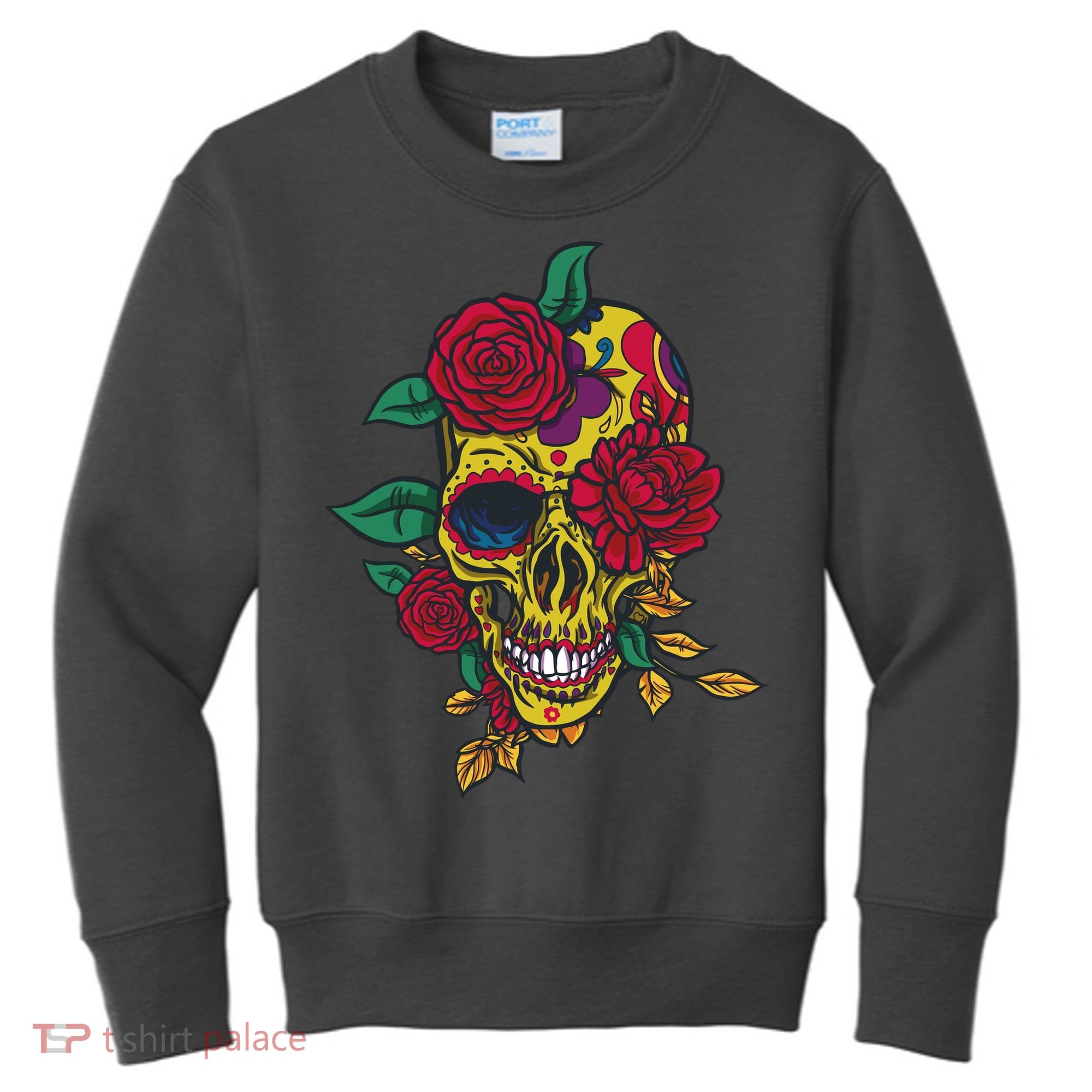 Day Of The Dead Rose Skull Kids Sweatshirt