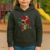 Day Of The Dead Rose Skull Kids Hoodie thumb 3