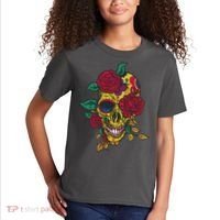 Day Of The Dead Rose Skull Kids T-Shirt thumb 2