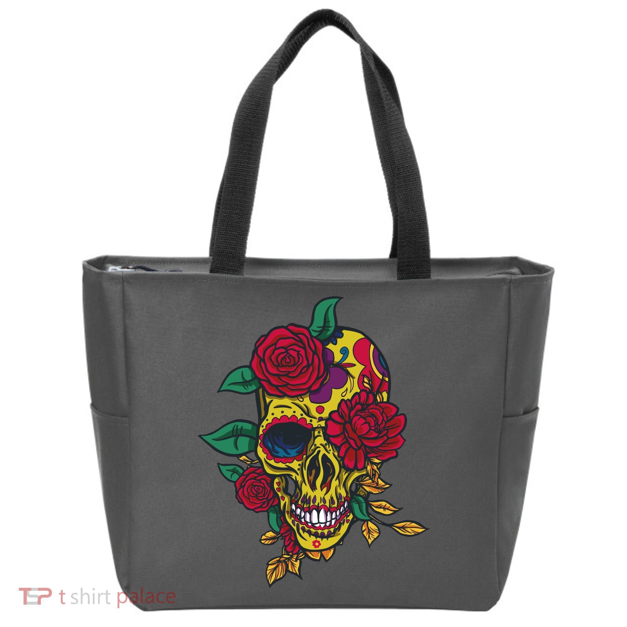 Day Of The Dead Rose Skull Tote Bag