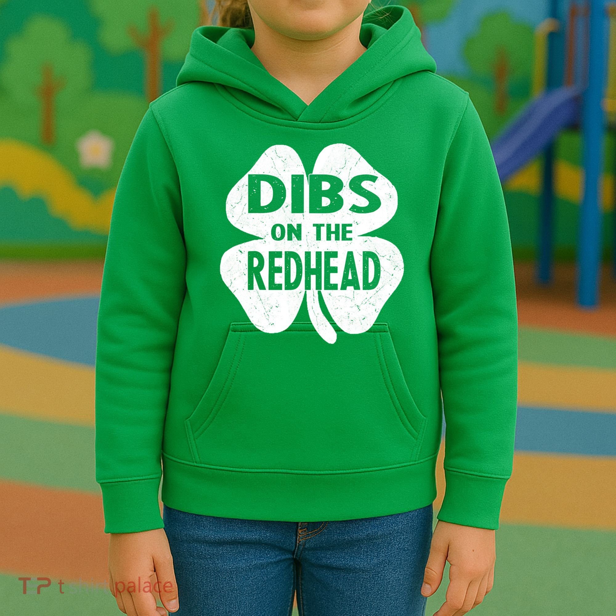 Dibs On The Redhead St PattyS Day Funny PatrickS Day Kids Hoodie