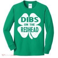Dibs On The Redhead St PattyS Day Funny PatrickS Day Kids Long Sleeve Shirt thumb 0