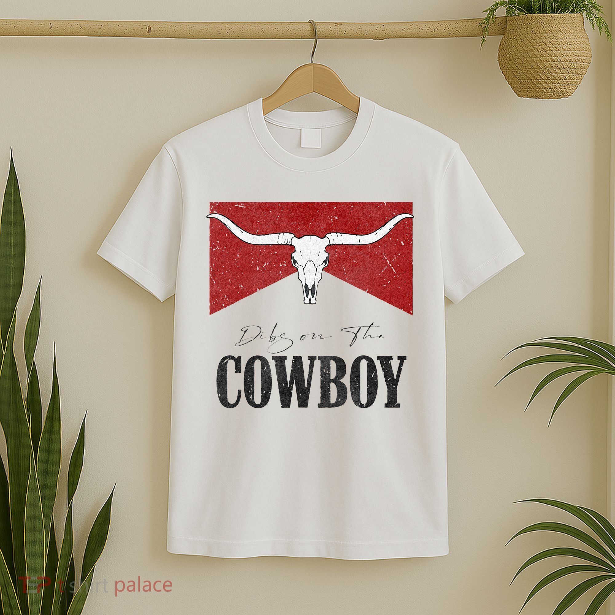 Dibs On The Cowboy Retro Bull Skull Western Country Southern T-Shirt