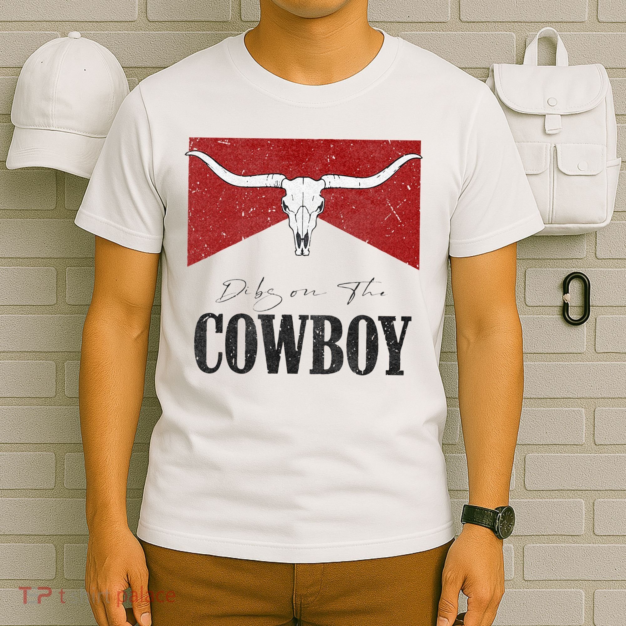 Dibs On The Cowboy Retro Bull Skull Western Country Southern T-Shirt