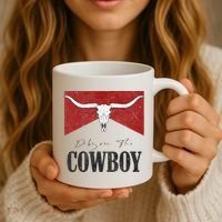 Dibs On The Cowboy Retro Bull Skull Western Country Southern Coffee Mug thumb 3