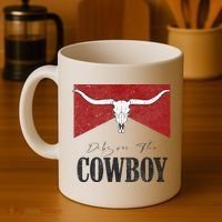 Dibs On The Cowboy Retro Bull Skull Western Country Southern Coffee Mug thumb 4