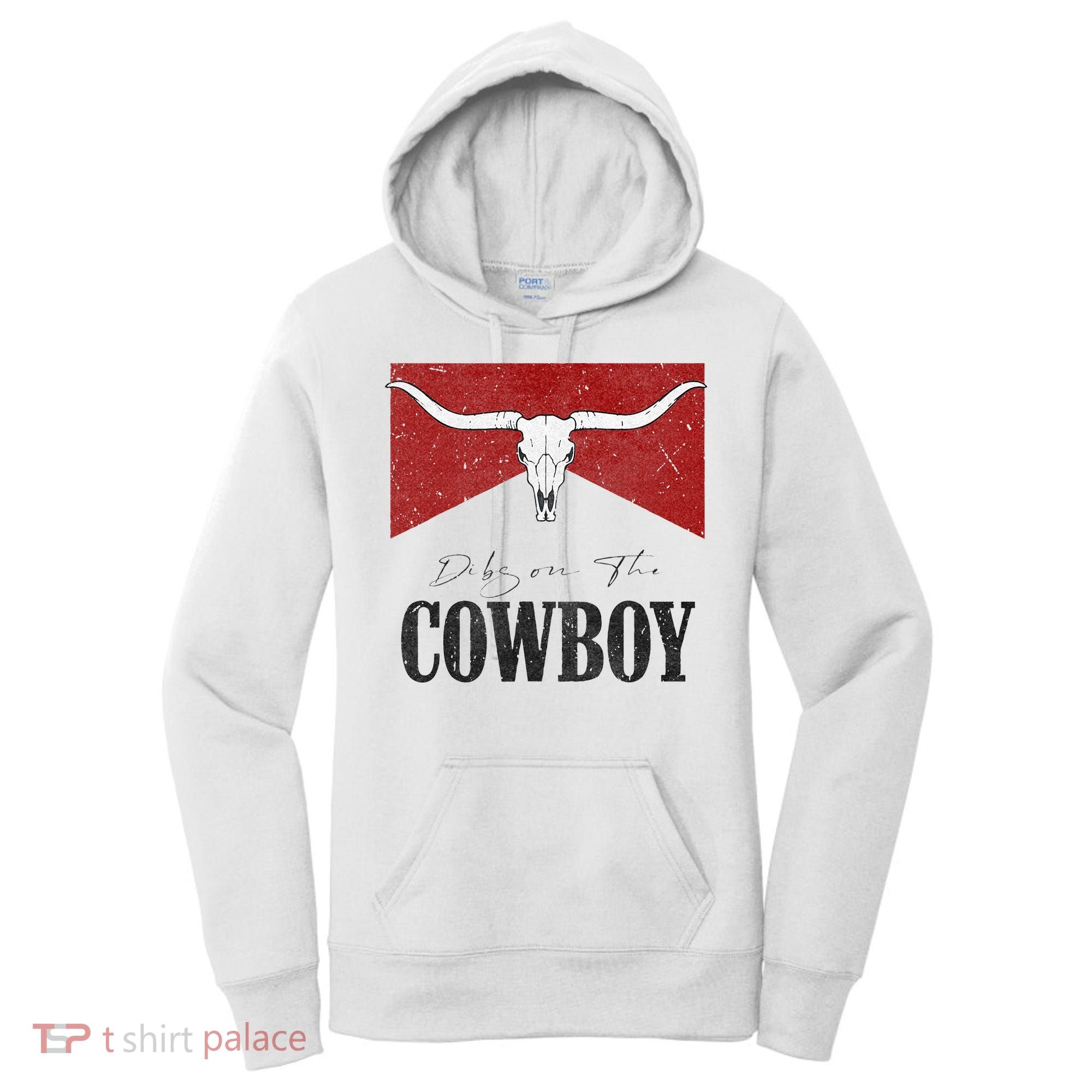 Dibs On The Cowboy Retro Bull Skull Western Country Southern Women's Hoodie