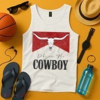 Dibs On The Cowboy Retro Bull Skull Western Country Southern Tank Top thumb 4