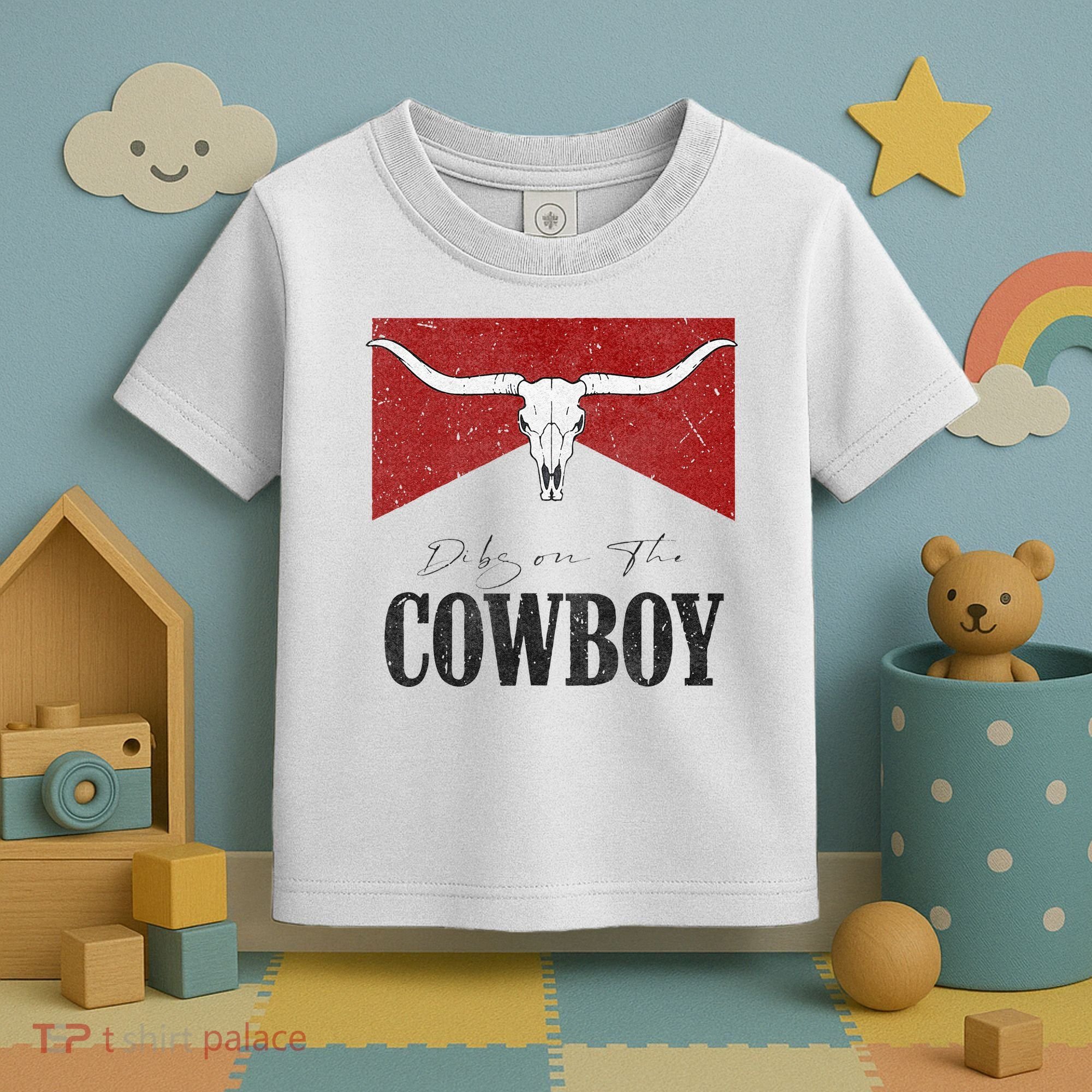 Dibs On The Cowboy Retro Bull Skull Western Country Southern Toddler T-Shirt