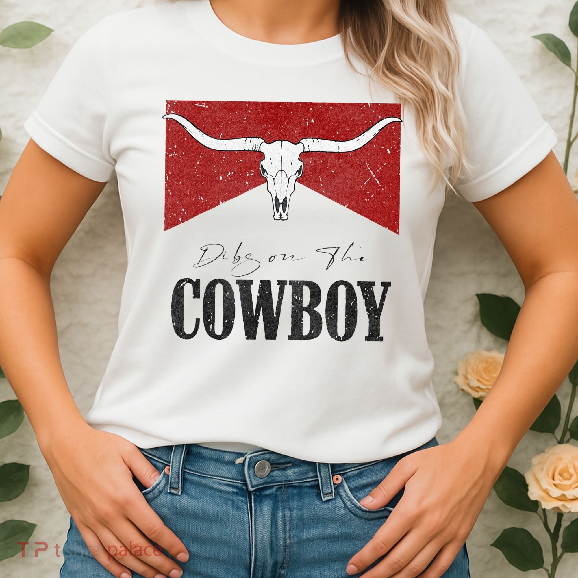 Dibs On The Cowboy Retro Bull Skull Western Country Southern Women's T-Shirt