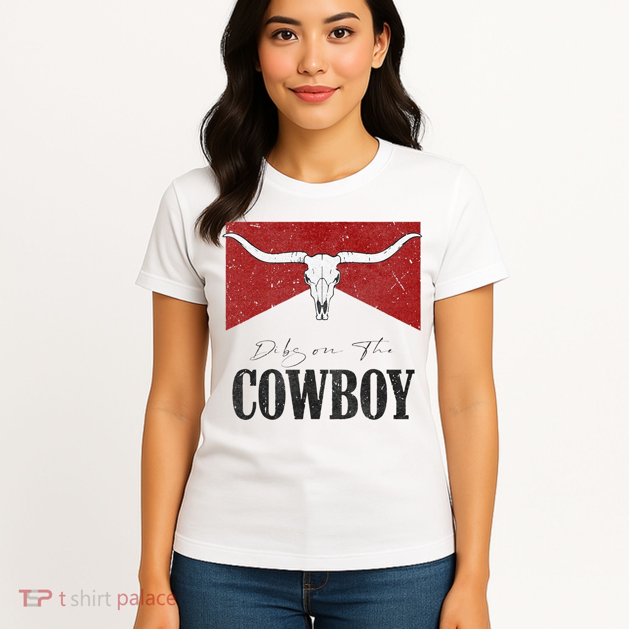 Dibs On The Cowboy Retro Bull Skull Western Country Southern Women's T-Shirt
