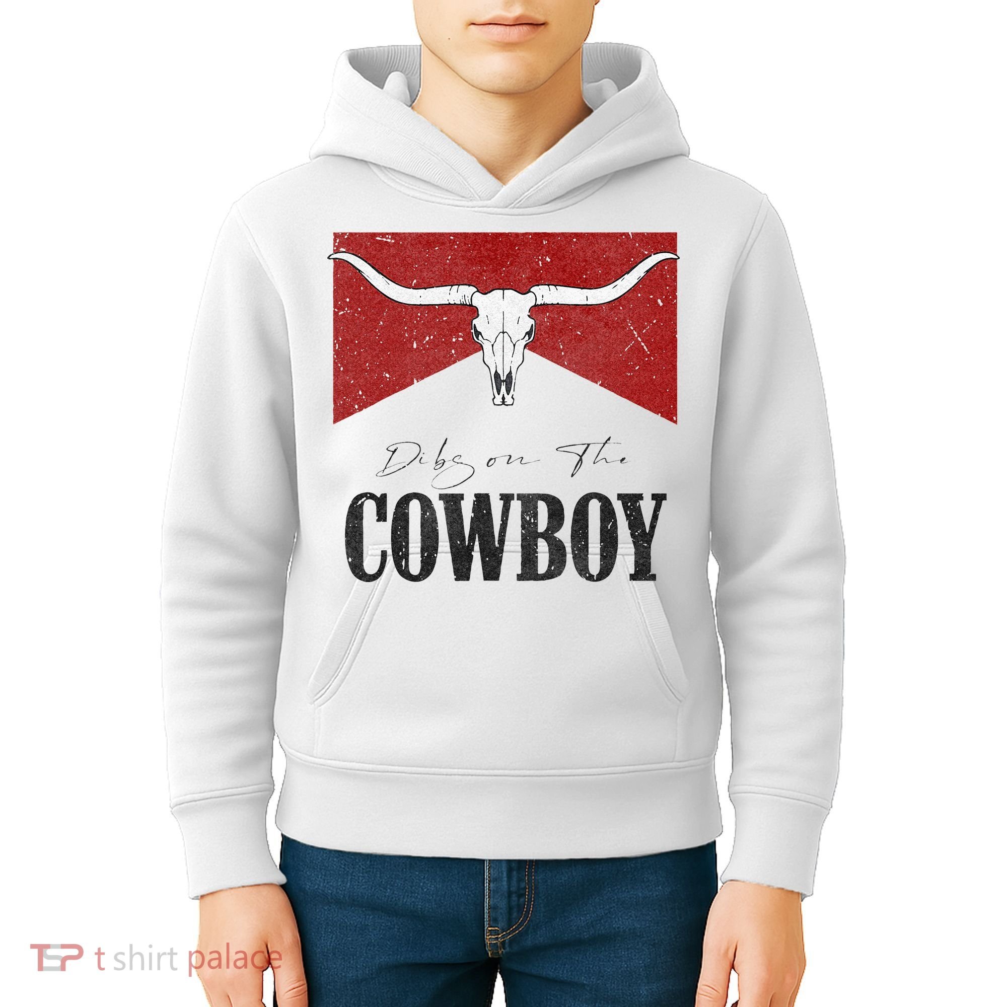 Dibs On The Cowboy Retro Bull Skull Western Country Southern Kids Hoodie