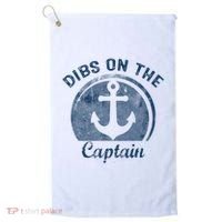 Dibs On The Captain Funny Boating Boat Lover Golf Towel thumb 0
