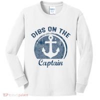Dibs On The Captain Funny Boating Boat Lover Kids Long Sleeve Shirt thumb 0