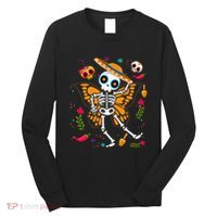 Day of the Dead Sugar Skull Skeleton Monarch Butterfly Long Sleeve Shirt thumb 0