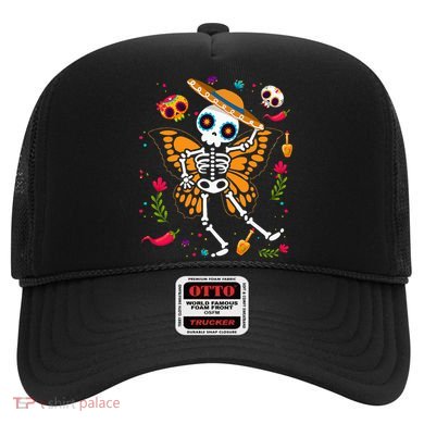 Day of the Dead Sugar Skull Skeleton Monarch Butterfly Hat