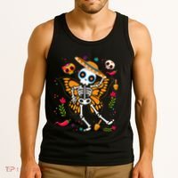 Day of the Dead Sugar Skull Skeleton Monarch Butterfly Tank Top thumb 3